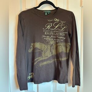 Brown Ralph Lauren Long Sleeve Tee Size S